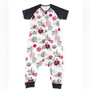 Nest designs Raglan Bamboo Pima Short Sleeve Sleep Suit in pomegranate
